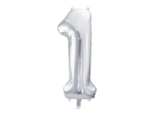 Number 1 Foil Balloon Silver 86cm