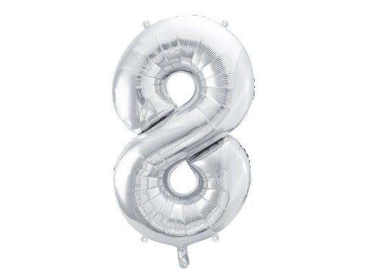 Number 8 Foil Balloon Silver 86cm