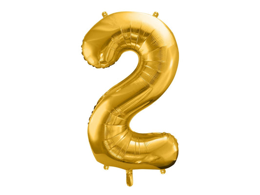 Number 2 Foil Balloon Gold 86cm