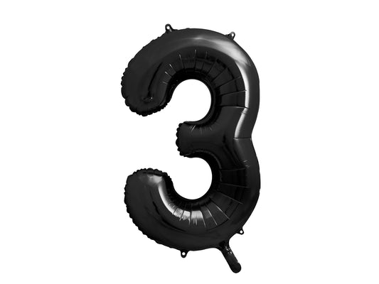 Number 3 Foil Balloon Black 86cm