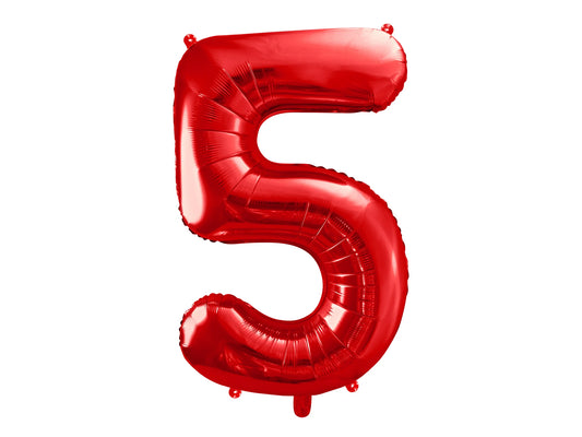 Number 5 Foil Balloon Red 86cm