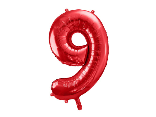 Number 9 Foil Balloon Red 86cm