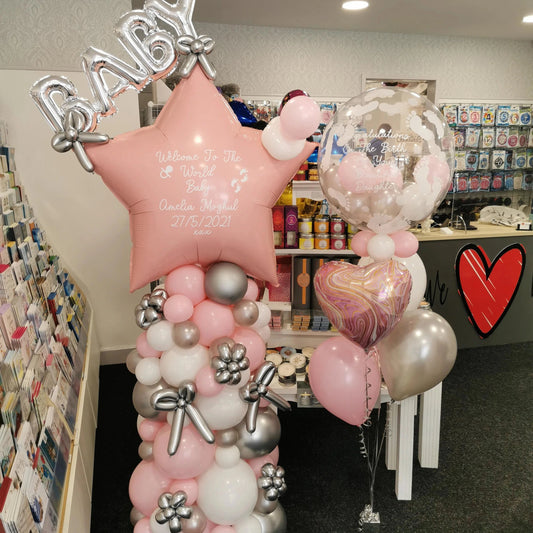 Newborn Balloon Bouquet Pink With Star
